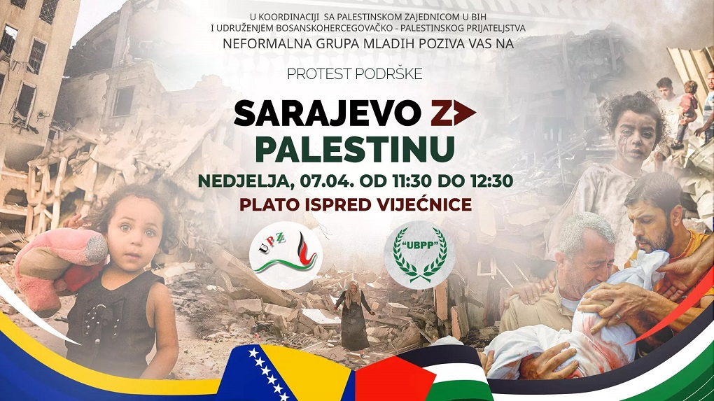 U NEDJELJU SKUP PODRŠKE I SOLIDARNOSTI: SARAJEVO ZA PALESTINU